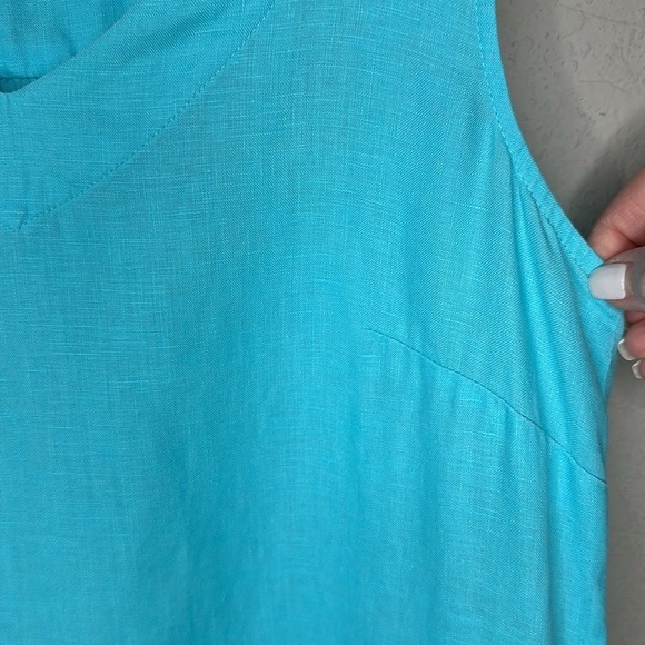 J.Jill Love Linen 100% Linen V-Neck Shift Dress Ocean Blue Size XS - Picture 4 of 12